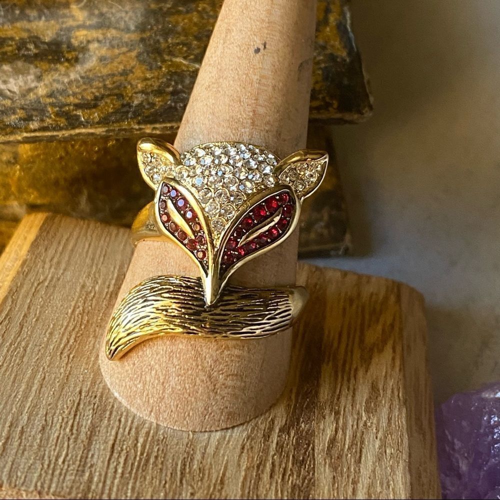 Fox Gold Top Grade Crystal Brass Ring With Ion Plating